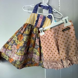 Matilda Jane top (2) and shorties (4) set. Worn together. Please see photos